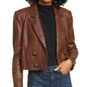 Veronica Beard Theo Luxe Buttery Leather Cropped Jacket size 0